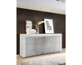 Easy Komoda 4-drzwiowa lakier biały / laminat beton jasny