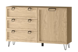 Limbo 45 Komoda 1-drzwiowa z 3 szufladami 140x89x42 cm (szer. x wys. x gł.)Szynaka Meble