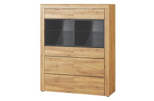 Kama 15 Witryna 2-drzwiowa (niska, oświetlenie opcjonalne) 119x148x40 cm (szer. x wys. x gł.)Szynaka Meble