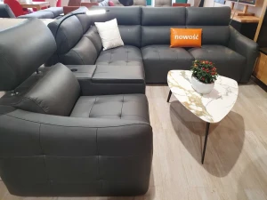 Narożnik z funkcją relaks DAVOS skóra PRESTIGE+ MF-02 ANRACYT Bydgoskie Meble Promocja